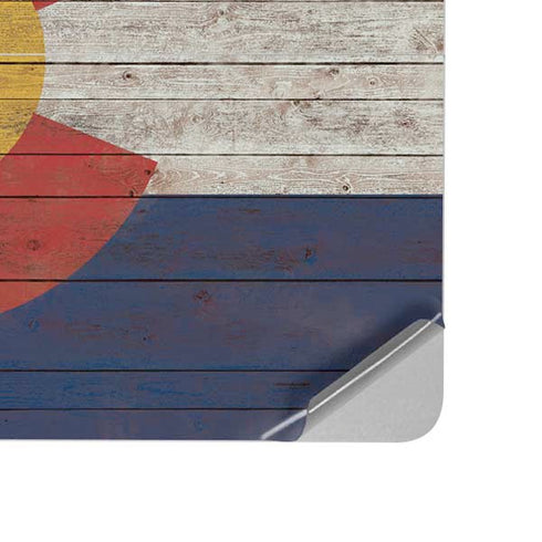 Colorado Flag Dark Wood Surface Laptop Studio Skin